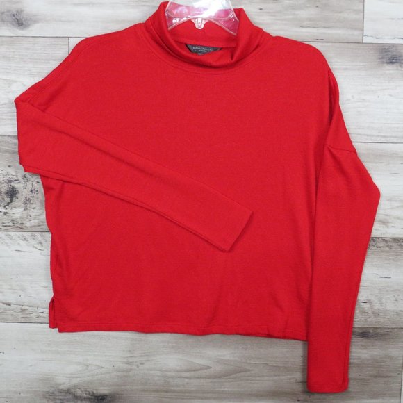 Banana Republic* Women's Long Sleeve Turtle Neck Blouse Size XS Red~‎ Sparkle✨ - Picture 1 of 8